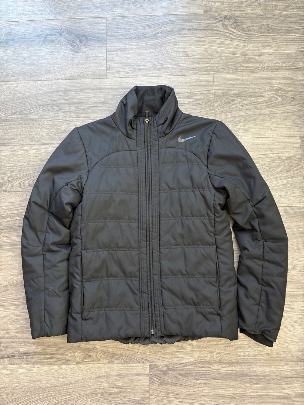 Nike Men's Black Quilted Puffer Jacket with Swoosh